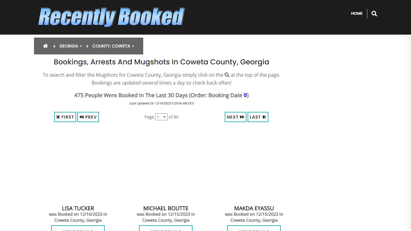 Recent bookings, Arrests, Mugshots in Coweta County, Georgia